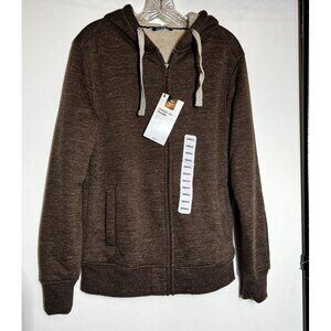 Member’s Mark Sherpa Lined Hoodie Brown/Java‎ Roast Mens Sz Small NWT Drawstring